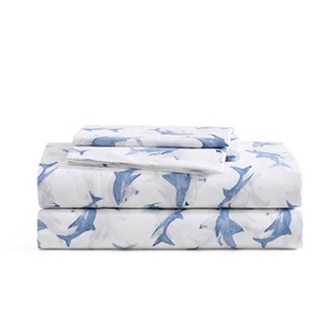 Poppy & Fritz Sheet Set Shark Attack Blue - 1 of 4