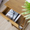 2/3Tiers Smoothly Bamboo Bedside Table Living Room Coffee Tea End Table Tall Nightstand Home Decor with Drawers & Bottom Shelf - 4 of 4