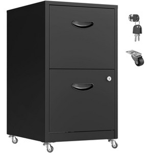 ZACHVO 18 Inch Deep 2 Drawer Black Mobile Metal Filing Cabinet for Letter-Size with Lock, Home Office Storage - 1 of 4