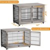 Gikpal Wooden Dog Crate Furniture, Stylish Dogs Kennel for Small to Extra Large, Double Door & A Cushion & 360°Wheel, Metal, Chew-Proof, Dog Cage - 2 of 4