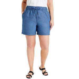 June + Vie by Roaman's Women's Plus Size Denim Bermuda Shorts - 1 of 4