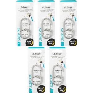 Nite Ize G-Series Dual Chamber Carabiner - Size 3 - Stainless - 5 Count (5 Pack) - 1 of 3