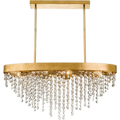 Antique Gold Crystal 8-Light Chandelier with Hand Cut Beads