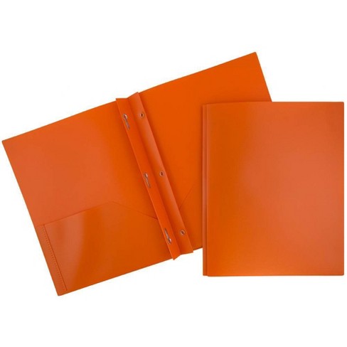 JAM 6pk POP 2 Pocket School Presentation Plastic Folders with Prong Fasteners Orange - image 1 of 4