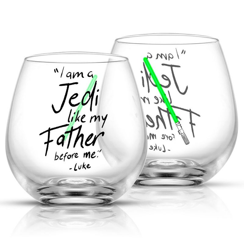Star Wars New Hope Luke Skywalker Green Lightsaber Stemless Drinking Glass - 15 oz - Set of 2, 1 of 8