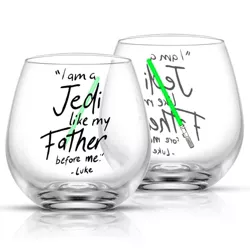 Star Wars New Hope Luke Skywalker Green Lightsaber Stemless Drinking Glass - 15 oz - Set of 2