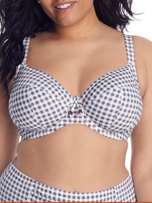 Elomi Checkmate Bardot Ruffle Underwire Bikini Top (ES800306)- Grey Ma -  Breakout Bras