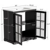 NicBex 30"Modern Bathroom Vanity with Ceramic Sink,Bathroom Combo Set with 2 Tempered Blurred Glass Doors&2 Shelves,8"Pre-drilled Faucet - 4 of 4