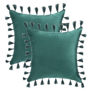 REGALWOVEN Velvet Soft Solid Covers Bohemian with Tassels Decorative Throw Pillow 2 Pcs - 1 of 4