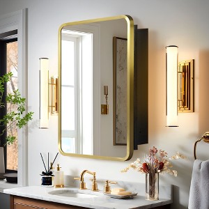 PexFix 36"x24" Arched Recessed/Surface Mount Medicine Cabinet with Mirror - 1 of 4