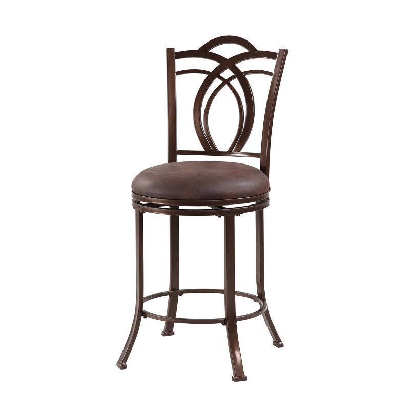Colton Decorative Back Metal and Faux Leather Swivel Seat Counter Height Barstool - Linon, 3 of 9