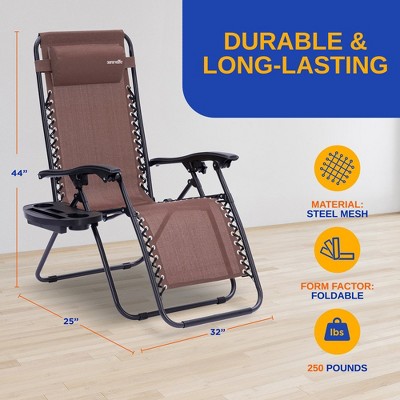 Brown Adjustable Zero Gravity Lounger Set with Cushions