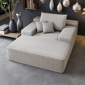 68"x51" Faux Fur Oversized Chaise Lounge Chair with Plush Comfort - 1 of 4