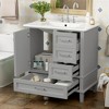 FAMYYT 30 in. Single Sink Freestanding Grey Bath Vanity with White Ceramic Top, Solid Wood Frame - 3 of 4