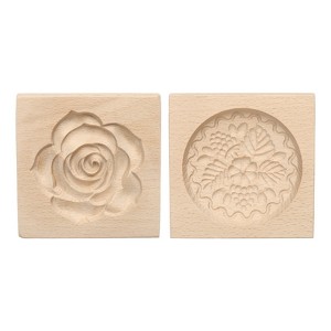 Unique Bargains Wooden 3D Carved Smooth Vintage Baking Cookie Biscuit Mould 2 Pcs - 1 of 4
