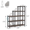 Resenkos Bookshelf, Bookcase Standing Shelf Unts,Ladder Bookshelf, 12 Shelves Industrial Etagere Bookcase Brown - 2 of 2