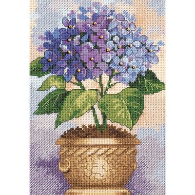 Dimensions Gold Petite Counted Cross Stitch Kit 5"X7"-Hydrangea In Bloom (18 Count)