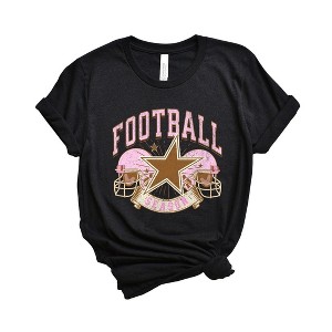 Simply Sage Market Women's Football Season Pink Helmet Short Sleeve Graphic Tee - 1 of 4