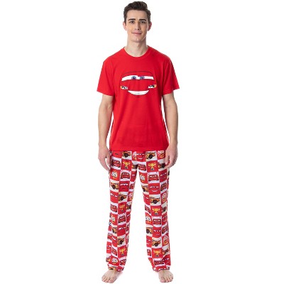 Disney Mens Cars Movie Film Lightning Mcqueen Sleep Pajama Set