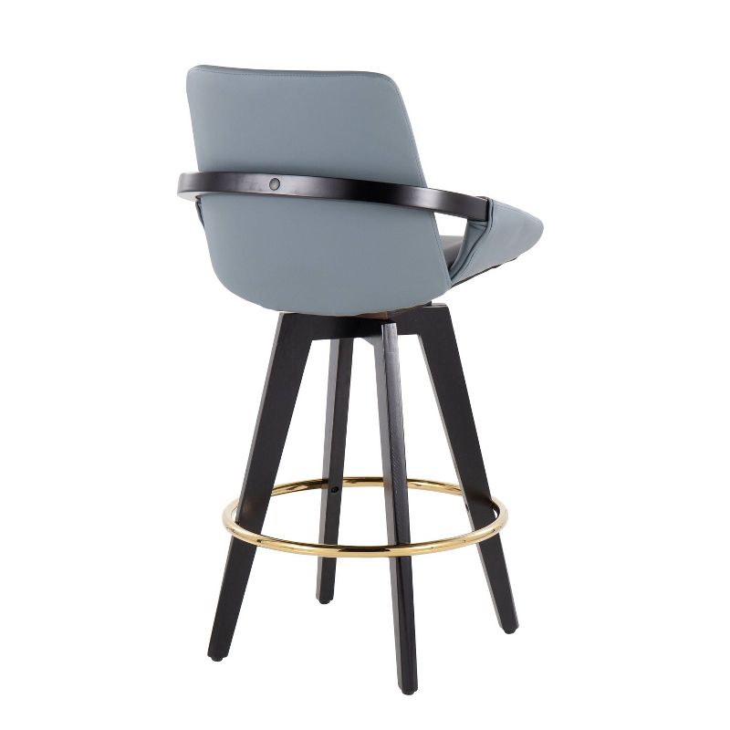 Set of 2 Cosmo PU Leather/Metal/Wood Counter Height Barstools Black/Gold/Gray - LumiSource, 4 of 10