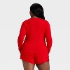 Women's Ribbed Long Sleeve Shirt and Shorts Pajama Set - Auden™ - 2 of 3