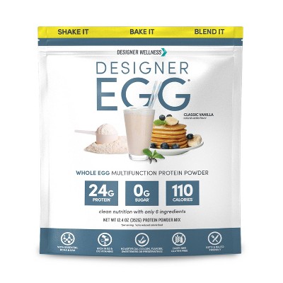 Designer Protein Egg Paleo and Keto Friendly Egg White & Yolk Protein Powder - Classic Vanilla - 12.4oz