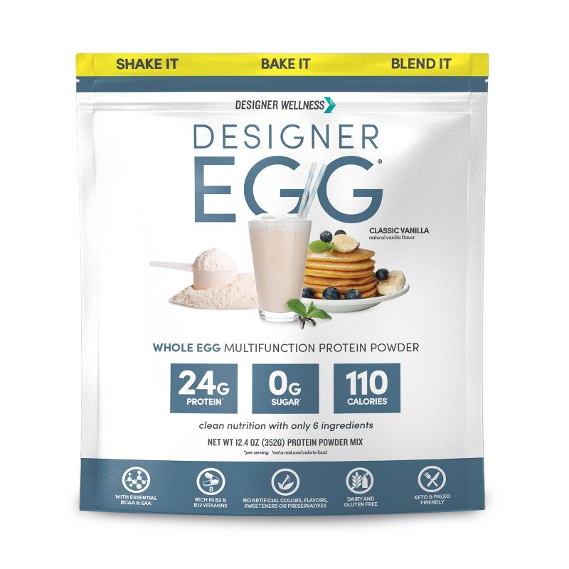 Designer Protein Egg Paleo and Keto Friendly Egg White &#38; Yolk Protein Powder - Classic Vanilla - 12.4oz, 1 of 6