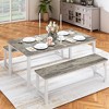 Hooseng 3-Piece Dining Table Set wtih 2 Benches, Farmhouse Style Dining Room Set for 4, Particle Board Table Top and Robust Metal Frame Dinette Set - 4 of 4