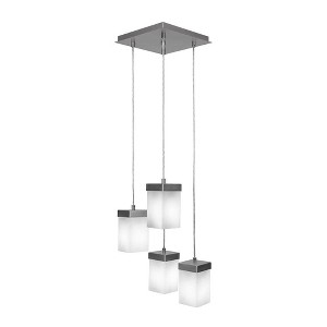 Toltec Lighting Nouvelle 4 - Light Pendant in  Graphite with 4" Square White Muslin Shade - 1 of 1