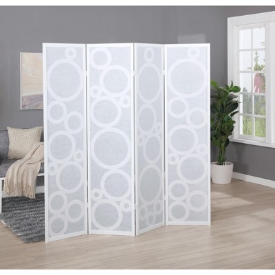 Arvada White Pine Wood and Fabric 4-Panel Folding Room Divider
