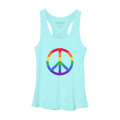 Adult Design By Humans Rainbow Pride and Peace Sign By JuanMedina Racerback Tank Top
