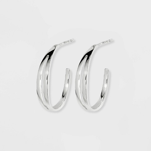 Sterling Silver Twist Hoop Earrings - A New Day™ Silver : Target