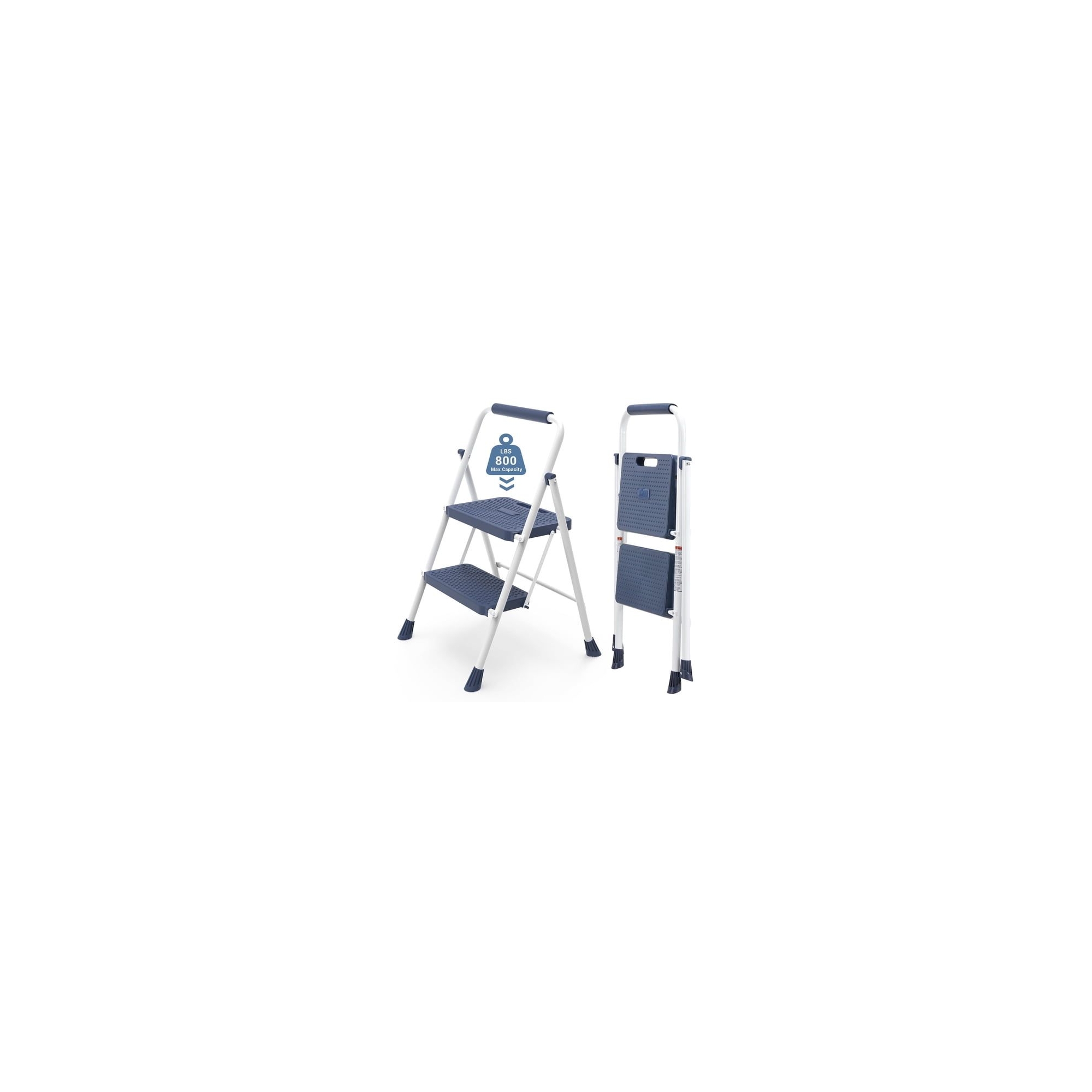 JIONJOY 800lbs Heavy Duty Folding Ladder Stool with Wide Anti-Slip Pedal - 2 Step-Blue