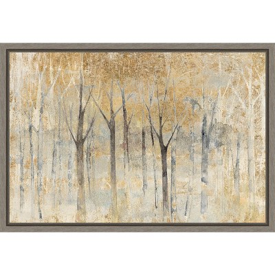 Autumn Gold Abstract Impressionist Framed Canvas Wall Art