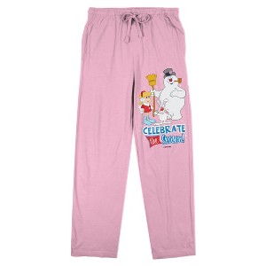 Frosty The Snowman Celebrate The Snow Women's Pink Sleep Pajama Pants - 1 of 4