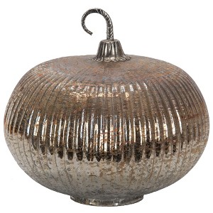 NAYSAYE Glass Mercury Pumpkin Ornament Holiday Decor for Fall Harvest Festival Thanksgiving Tabletop Display, Silver, 8"*8"*7.5" - 1 of 4