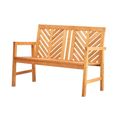 Olina Honey Two-Seater Fish Bone Eucalyptus Outdoor Wooden Garden Bench - Vifah