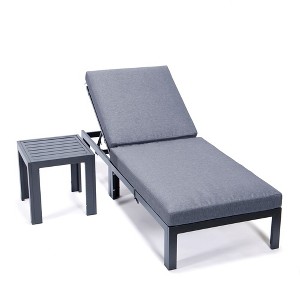 LeisureMod Chelsea Modern Outdoor Chaise Lounge Chair With Side Table - 1 of 4