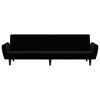 vidaXL Black Velvet 2-Seater Sofa Bed - Convertible Loveseat Sleeper Couch, Sturdy Wooden Frame, Versatile Furniture for Home and Office - 4 of 4