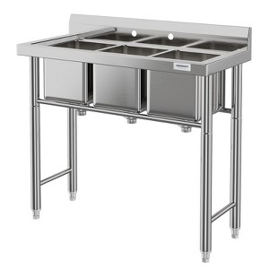GustoWave Utility Sink, Stainless Steel Kitchen Sink for Restaurant Laundry Room Bathroom Garage Garden, Silver - 1 of 4