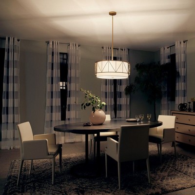 Classic Gold 24" Drum Pendant with Satin Etched Glass