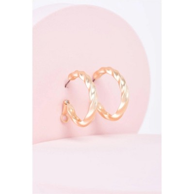Slickblue Gold Twisted Hoop Earrings, Matte Finish, 1.4" Round Shape, Stylish Fashion Accessory