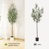 Olive Trees Artificial Indoor, Tall Faux Silk Plant White Planter, Fake Olive Trees with Natural Wood Trunk and Green Fake Moss for Home Office Decor - 3 of 4