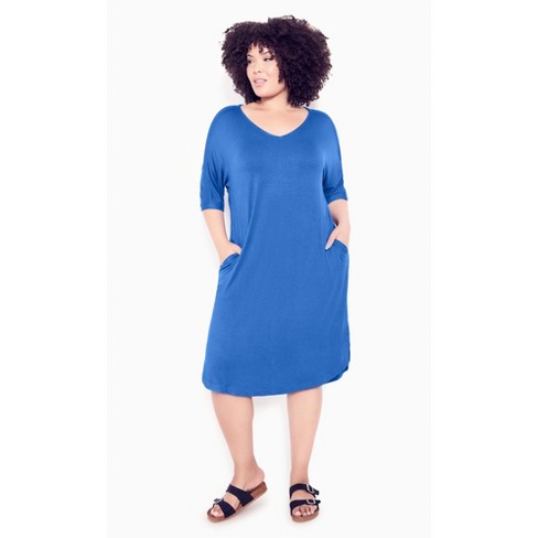 Zim & Zoe | Women's Plus Size Knit Pocket Plain Dress - Blue - 20w : Target