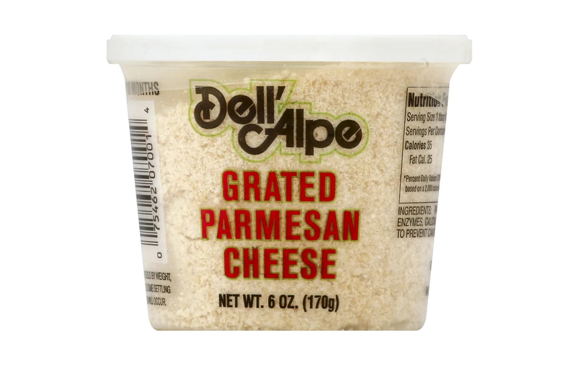 Dell Alpe Grated Parmesan Cheese - 12 pack, 6 oz