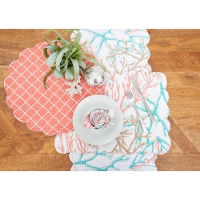 Seafoam Coral Cotton Rectangular Placemats Set of 6