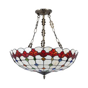 YIYIBYUS Tiffany Ceiling Light Fixture With Stained Glass Shade, Semi Flush Mount Lamp - 1 of 4