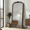 Lirago Arch Solid Wood Mirror Ornate Mirror Wall Mirror Retro Mirror with Carved Frame 67x28 Caramel - 2 of 4