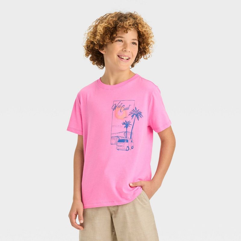 Boys' Short Sleeve 'West Coast' Graphic T-Shirt - Cat & Jack™ Pink, 1 of 5