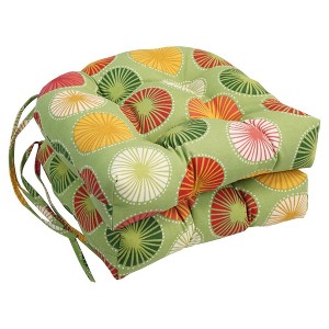 Blazing Needles, 16-inch Spun Polyester Outdoor U-shaped Tufted Chair Cushions (Set of 2) - 1 of 2